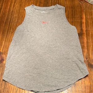 Nike Gray Girls Sleeveless Tank with Coral Swoosh